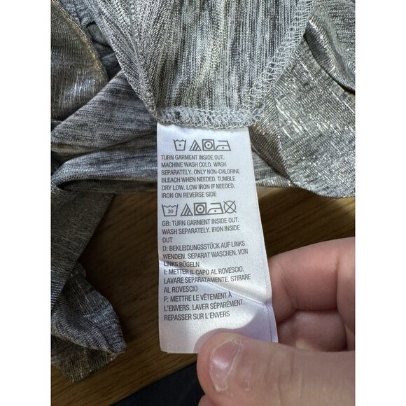 Susan Graver Women Open Front Size XS Lightweight Cardigan Silver Metallic City - Picture 9 of 12